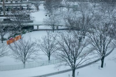 雪の竹林を背景に「安宅」を上演しましたの画像